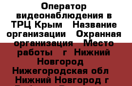 Оператор видеонаблюдения в ТРЦ Крым › Название организации ­ Охранная организация › Место работы ­ г. Нижний Новгород - Нижегородская обл., Нижний Новгород г. Работа » Вакансии   